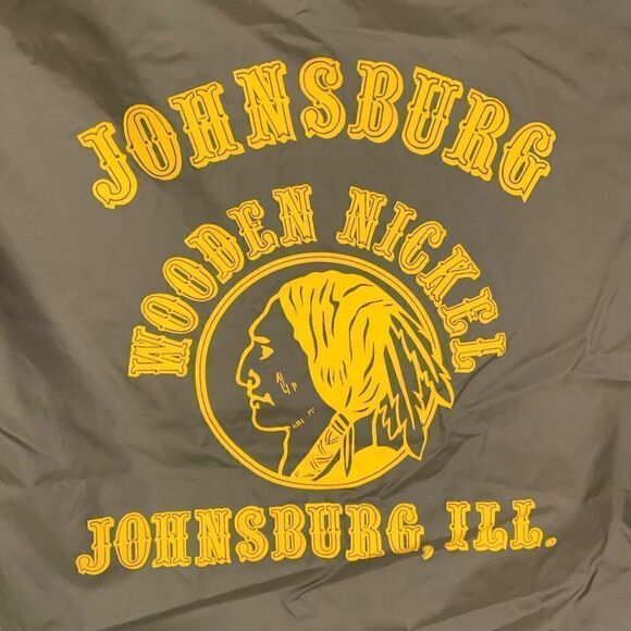 Vintage Wooden Nickel Johnsburg ILL Adult Size Small Brown Kimi Satin Jacket - Picture 5 of 9